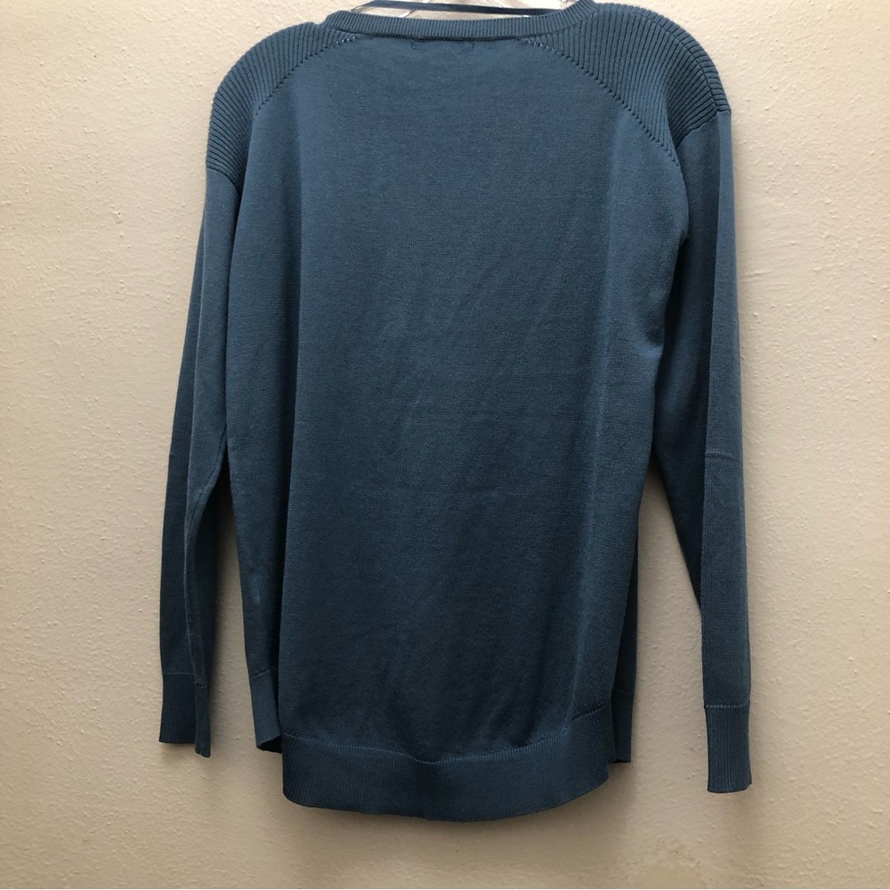 Cable & Gauge Long Sleeve Crew Neck Rayon/Polyester Knit Sweater W Size SP Blue - Picture 2 of 9